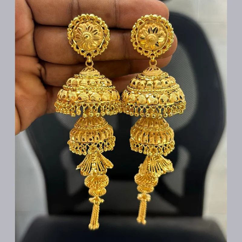 women colorful earrings -Pari Art Jewellery Gold Forming Jhumki Earrings