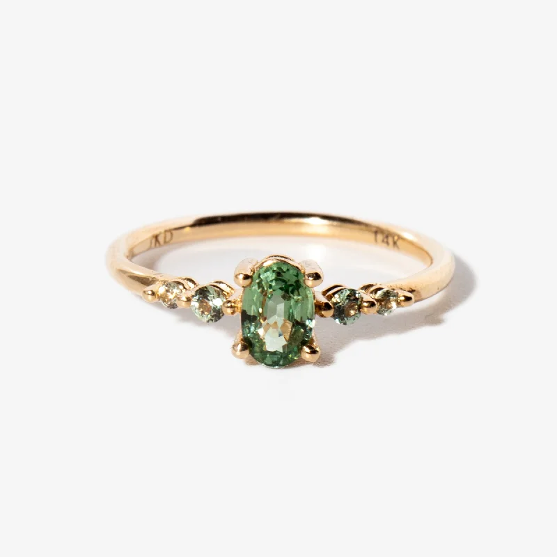 women art deco engagement rings -Green Sapphire Pebble Ring