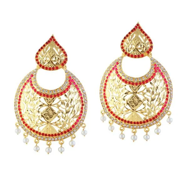 women elegant diamond earrings -Kriaa Austrian Stone Gold Plated Chandbali Earrings