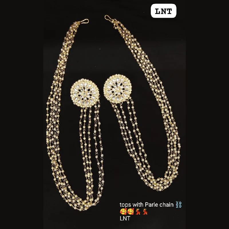 women chain earrings -Lucentarts Jewellery Gold Plated Kanchain Earrings