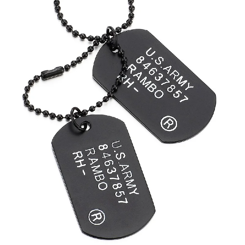 women infinity necklaces -Satin Two-Pieces Mens Military Army Dog Tag Pendant Necklace with 28 inches Ball Chain