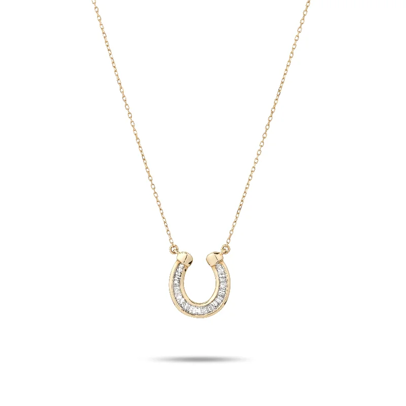 women star pendant necklaces -Baguette Horseshoe Necklace